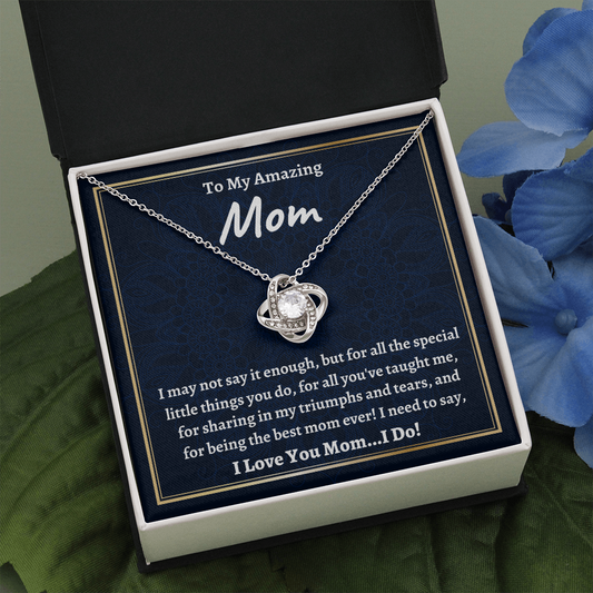 Mother's Day Necklace, Love Knot Necklace, Mom Gift Idea, Mom Gift From Daughter Necklace, Mom Gift From Son, Christmas Gift