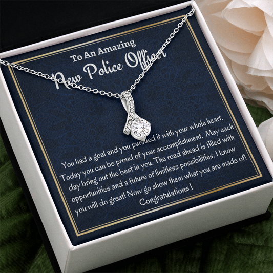 Police Officer Gift, Graduation Gift For Women, Beautiful Petite Ribbon Necklace, New Police Officer Gift, Gift For Her