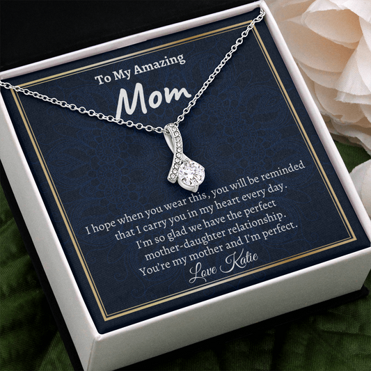 Mother's Day Necklace, Beautiful Petite Ribbon Necklace, Mom Gift Idea, Funny Gift, Mom Gift From Daughter Necklace, Mom Gift From Son