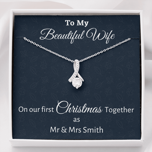 To My Wife Beautiful Necklace Gift, Personalized Wife Gift On Our First Christmas Together Gift From Husband, Gift For Her