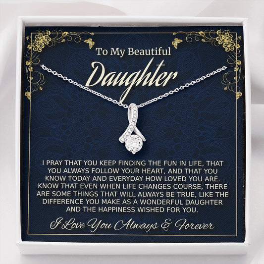 To My Lovely Daughter Necklace Gift, Daughter Birthday Gift, Beautiful Necklace, Christmas Gift, Gift for Daughter From Mom or Dad