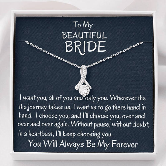 To My Beautiful Bride Necklace, Groom To Bride Gift, Wife To Be Gift, My Love Gift