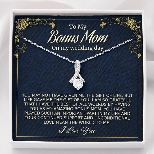 Bonus Mom Gift On My Wedding Day, Stepmother Wedding Gift from Bride, Beautiful Necklace, To Stepmom of the Bride Gift, Wedding Jewelry for Stepmom
