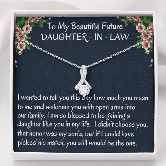 Future Daughter-In-Law Gift on Wedding Day – Alluring Beauty Necklace, Bride Gift from Mother in Law, Bonus Daughter Jewelry