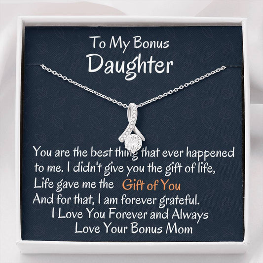 To My Bonus Daughter Gift Of You Necklace, Birthday Gift, I Love You