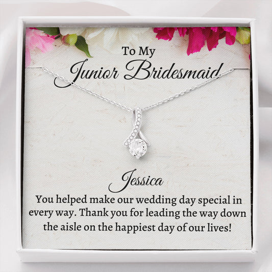 Junior Bridesmaid Gift Necklace, Beautiful Necklace Personalized Flower Girl Gift for Junior Bridesmaid, Jewelry for jr Bridesmaid
