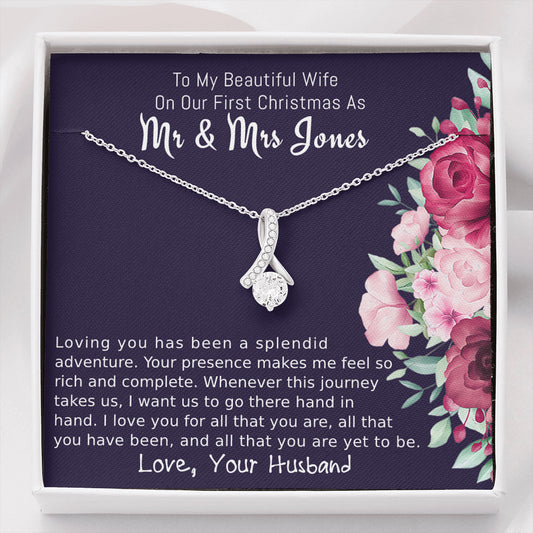 Personalized To My Wife Beautiful Necklace Gift, On Our First Christmas Gift for Wife, Jewelry Gift For Wife From Husband, To My Soulmate Gift