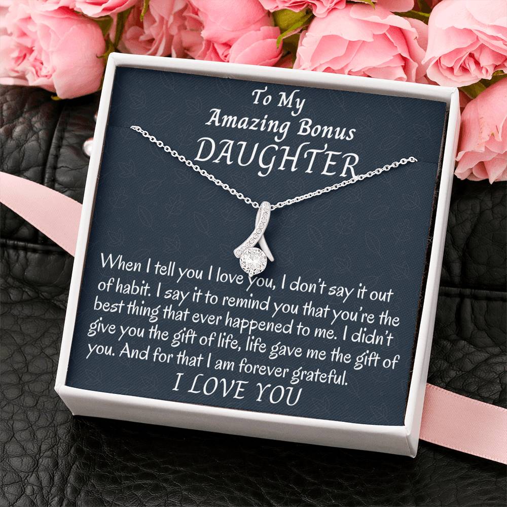 To my Bonus Daughter Beautiful Necklace, Stepdaughter Gift, Bonus Daughter Birthday Gift, Gift for Bonus Daughter, Daughter in Law