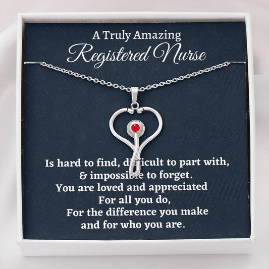 Registered Nurse Gift, Appreciation Gift For A Registered Nurse, Stethoscope Necklace, Personalized Nurse Gift, Jewelry Gift For Women