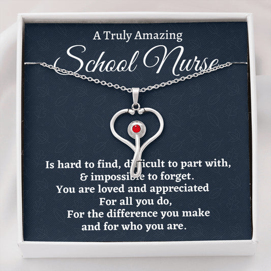 School Nurse Gift, Appreciation Gift For A School Nurse, Stethoscope Necklace Personalized Gift, Jewelry Gift For Women, Farewell Gift