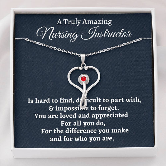 Nursing Instructor Gift, Appreciation Gift For A Nursing Instructor, Stethoscope Necklace, Personalized Nursing Instructor Gift, Jewelry Gift For Women
