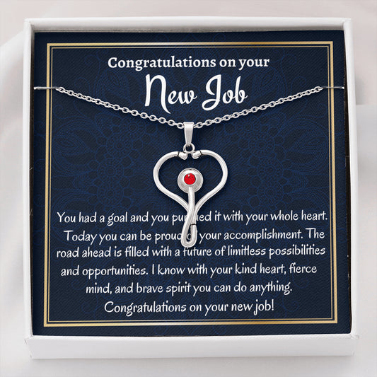 New Job Gift For Her, Stethoscope Necklace, Congratulations On New Job, Leaving Gift, New Beginnings Necklace Gift, Promotion Gifts For Women