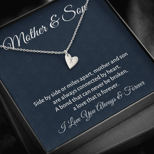 Mother & Son Hearts Initials Necklace Gift, Mom Birthday Gift or Christmas Present from Son, To Parents Appreciation Gift