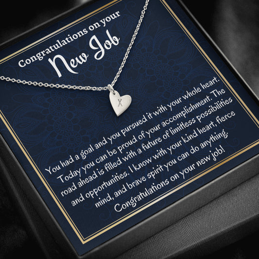 New Job Gift For Her, Hearts Initials Necklace, Congratulations On New Job, Leaving Gift, New Beginnings Necklace Gift, Promotion Gifts For Women