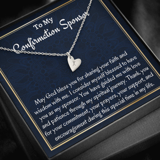 Confirmation Sponsor Gift for Women, Sweetest Hearts Initials Necklace, Religious Appreciation Gift, To My Confirmation Sponsor Thank You Present