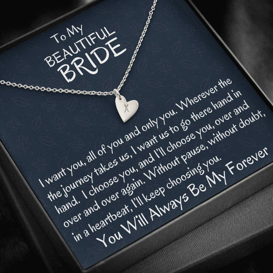 To My Beautiful Bride Hearts Necklace, Groom To Bride Gift, Wife To Be Gift, My Love Gift