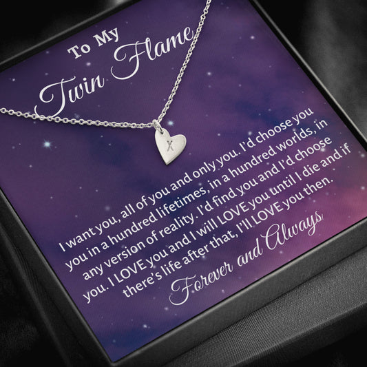 To My Twin Flame Hearts Initials Necklace Gift, For My Girlfriend Soulmate Gift, Twin Flame Jewelry, To My Twin Flame Christmas or Birthday Gift For  Her