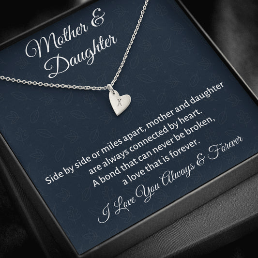 Mother & Daughter Initials Heart Necklace Gift, Mom Birthday or Christmas Present from Daughter, Parent Appreciation Gift
