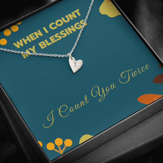 Thankful For You Necklace, Hearts Initials Necklace, Thanksgiving Jewelry, Appreciation Necklace Thanksgiving for Her, Family Apart Gift