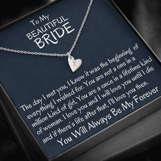 From Groom To Bride Heart Necklace Gift, To My Bride Gift, Wedding Day Gift For Bride