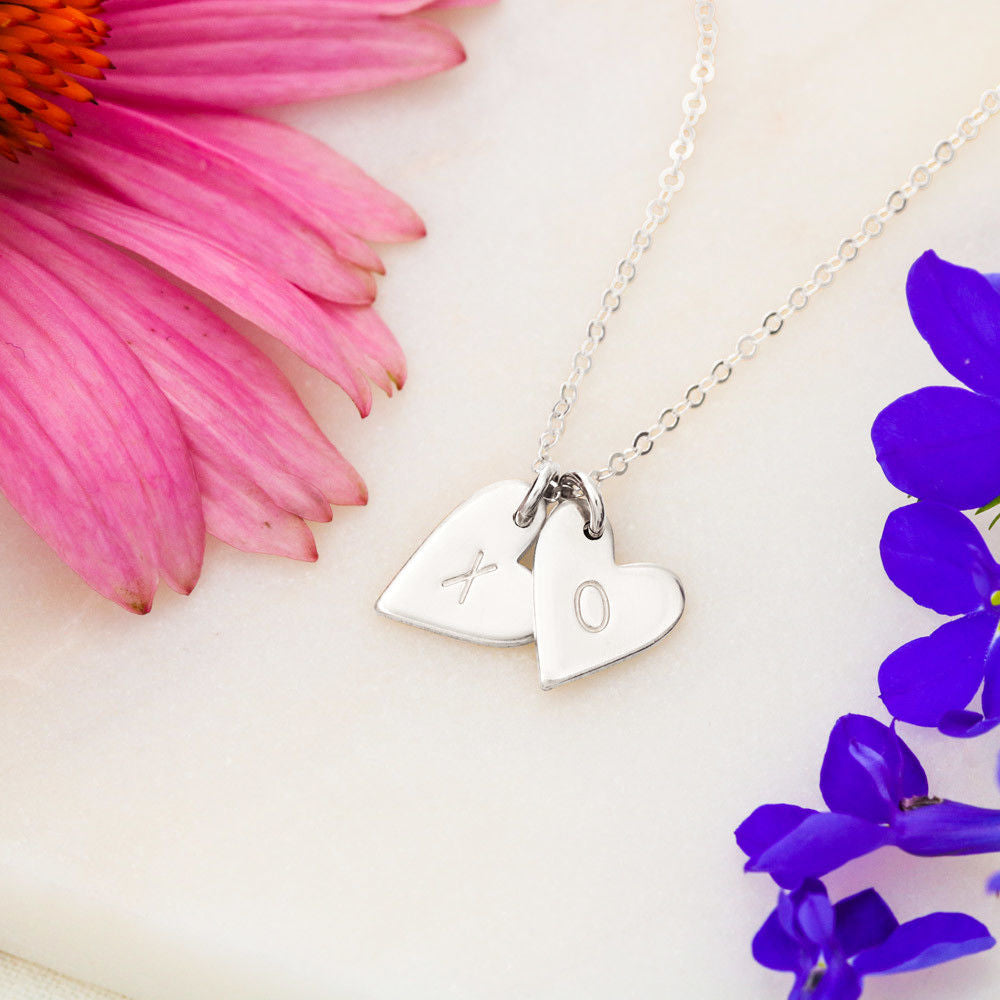 To My Wife Hearts Initials Necklace Gift, Personalized Wife Gift On Our First Christmas Together Gift From Husband, Gift For Her