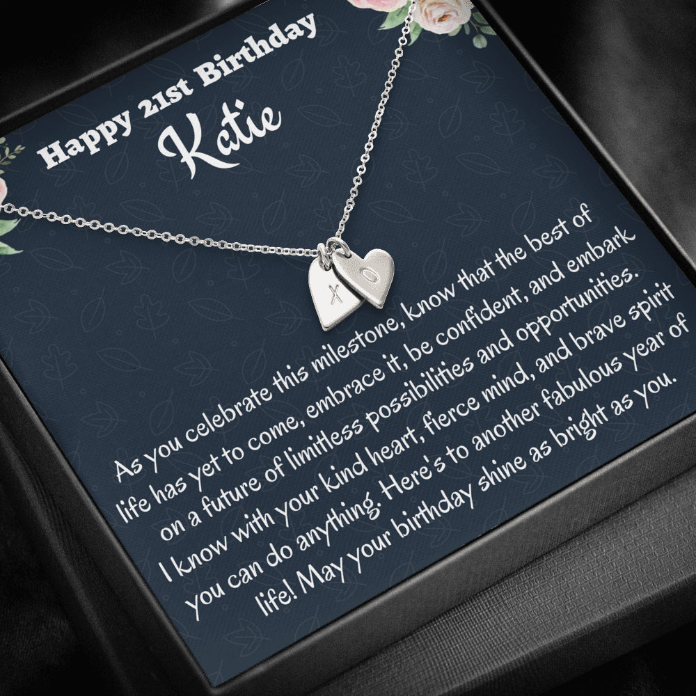 Personalized 21st Birthday Gift, Sweetest Hearts Necklace, Birthday Present for 21 Year Old, Birthday Gift For Her, Birthday Gift for Friend or Daughter.