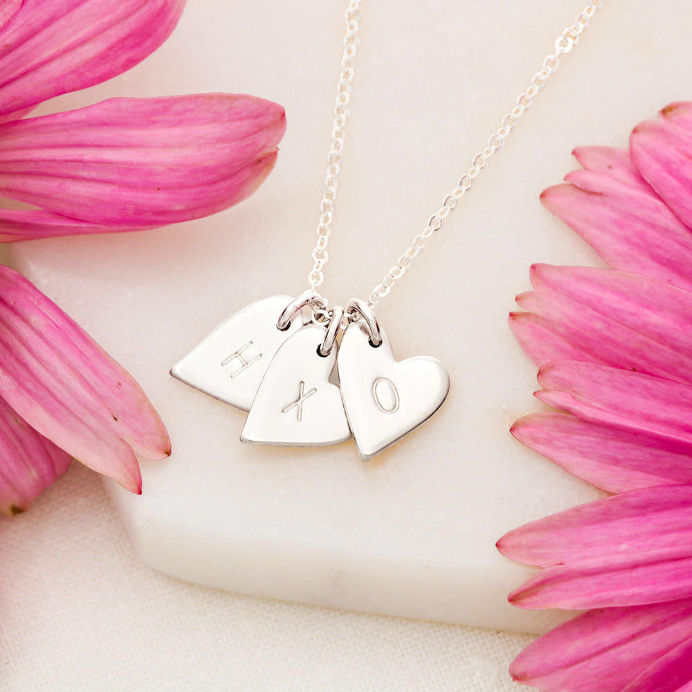 To My Wife Hearts Initials Necklace Gift, Personalized Wife Gift On Our First Christmas Together Gift From Husband, Gift For Her