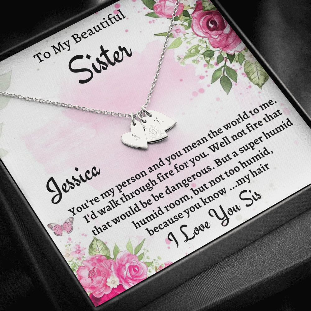 To My Sister Gift, Personalized Sweetest Hearts Necklace, Gift For Soul Sister, Birthday Gift For A Sister, Best Friend Christmas Gift