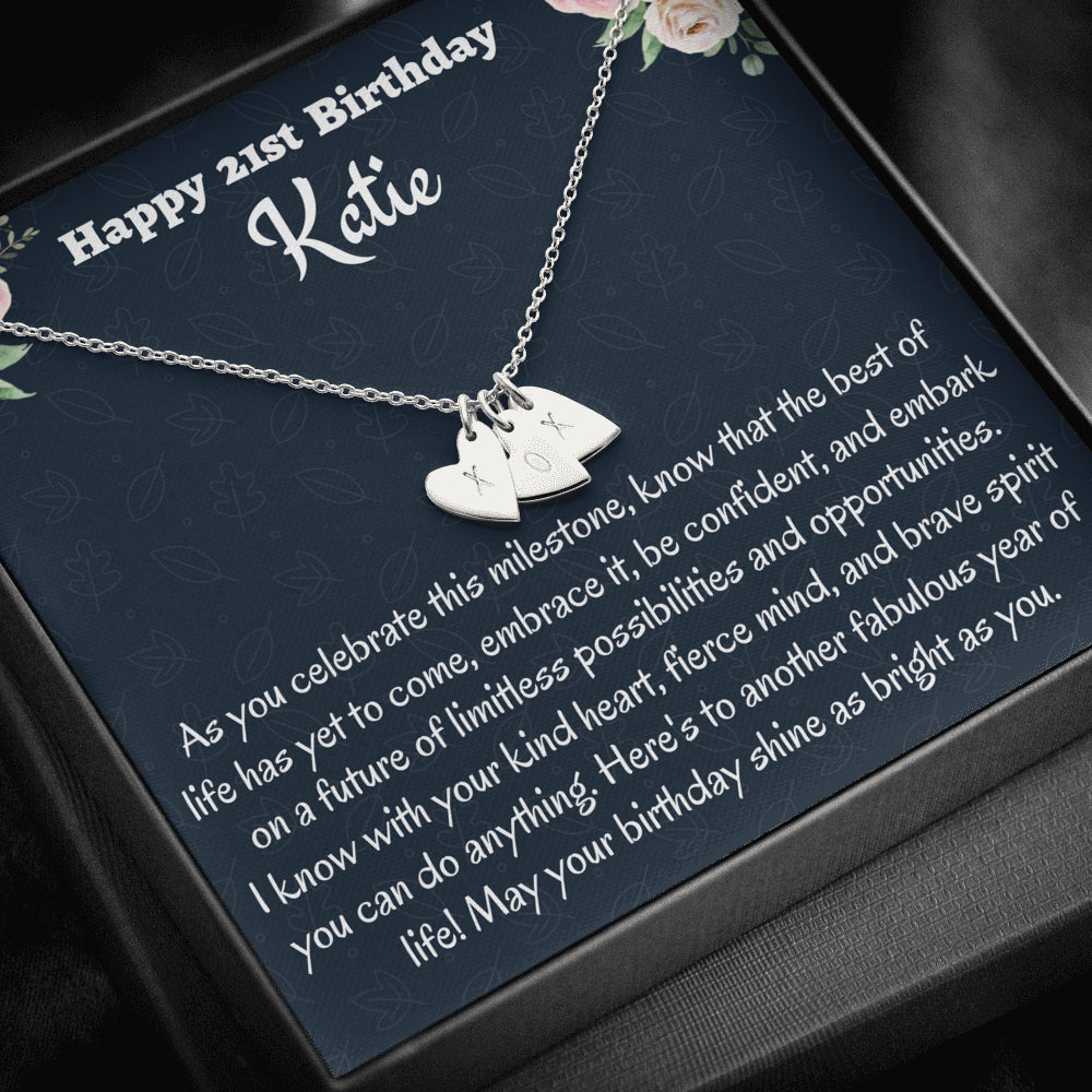 Personalized 21st Birthday Gift, Sweetest Hearts Necklace, Birthday Present for 21 Year Old, Birthday Gift For Her, Birthday Gift for Friend or Daughter.