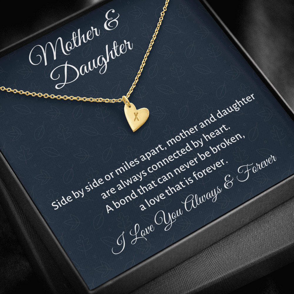 Mother & Daughter Initials Heart Necklace Gift, Mom Birthday or Christmas Present from Daughter, Parent Appreciation Gift