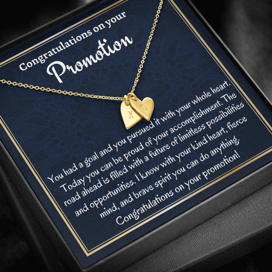 Promotion Gift For Her, Hearts Initials Necklace, Congratulations On Your Promotion, Leaving Gift, New Beginnings Necklace Gift, New Job Gifts For Women