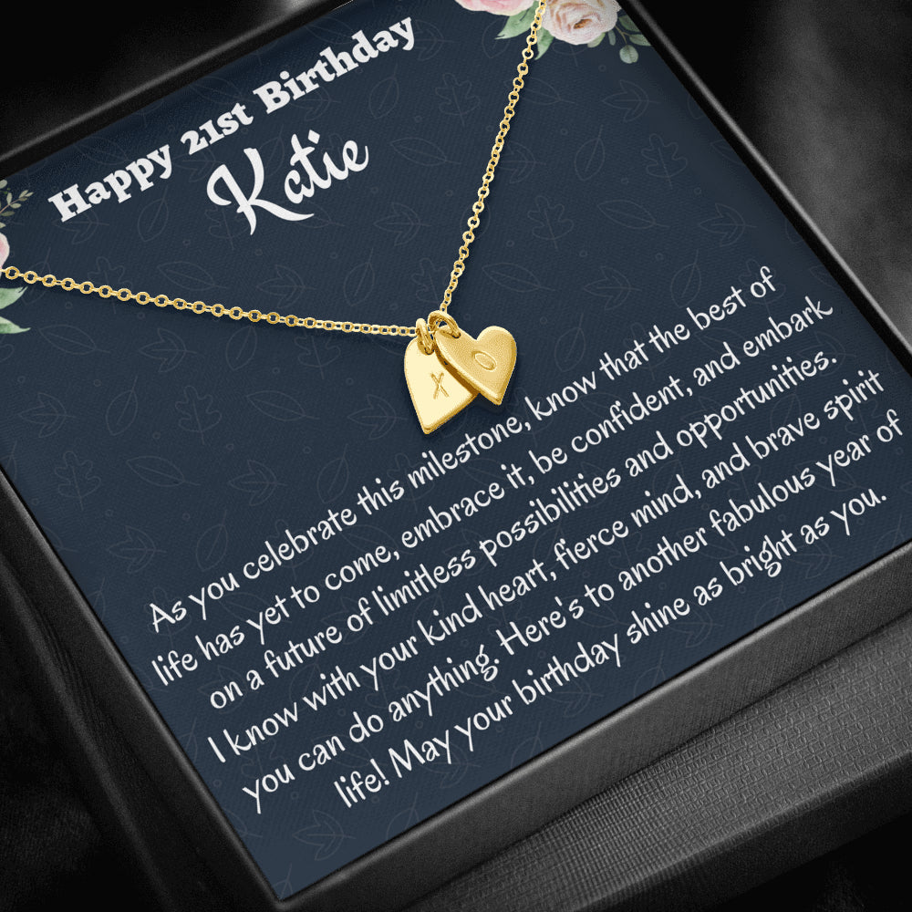 Personalized 21st Birthday Gift, Sweetest Hearts Necklace, Birthday Present for 21 Year Old, Birthday Gift For Her, Birthday Gift for Friend or Daughter.