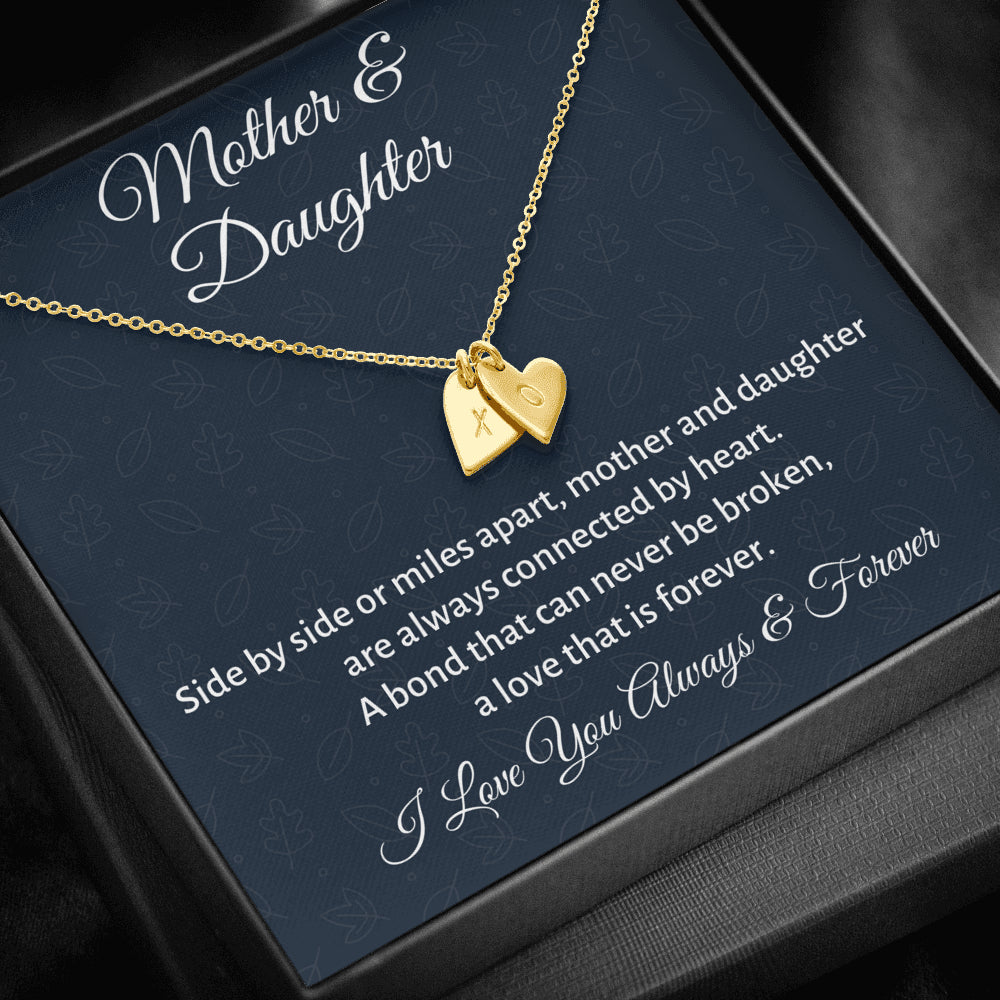 Mother & Daughter Initials Heart Necklace Gift, Mom Birthday or Christmas Present from Daughter, Parent Appreciation Gift