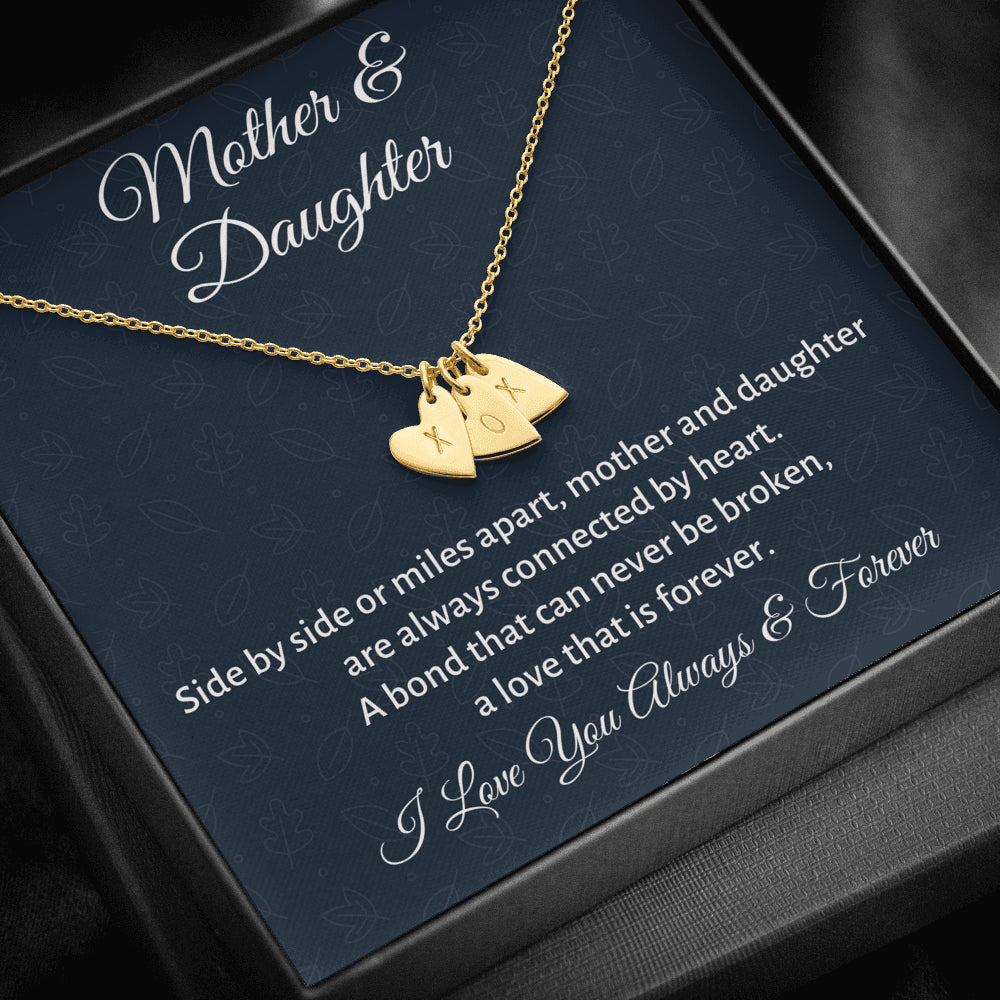 Mother & Daughter Initials Heart Necklace Gift, Mom Birthday or Christmas Present from Daughter, Parent Appreciation Gift