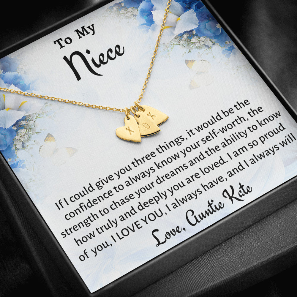 To My Niece Sweetest Hearts Necklace Gift, Know You Are Deeply Loved Necklace, Gift for Niece from Aunt, Birthday, Graduation or Christmas Present
