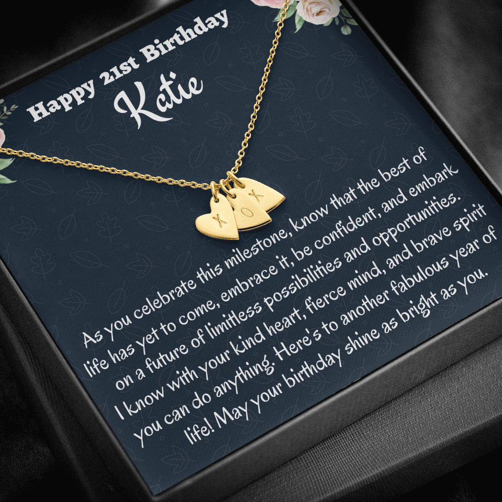 Personalized 21st Birthday Gift, Sweetest Hearts Necklace, Birthday Present for 21 Year Old, Birthday Gift For Her, Birthday Gift for Friend or Daughter.