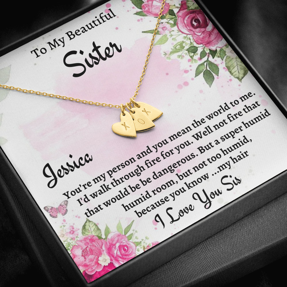To My Sister Gift, Personalized Sweetest Hearts Necklace, Gift For Soul Sister, Birthday Gift For A Sister, Best Friend Christmas Gift