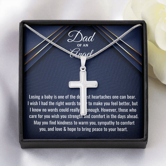 Miscarriage Gift, Dad of an Angel, Men's Artisan-crafted Cross Necklace, Sorry for Your Loss, Angel Baby, Bereavement Gift