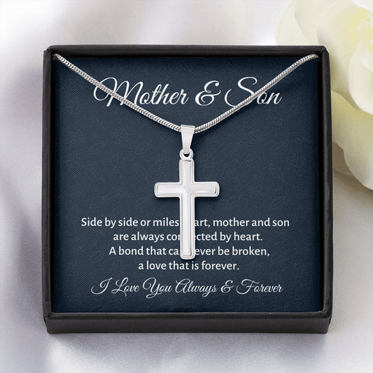 Mother & Son Cross Necklace Gift, Birthday Gift or Christmas Present, Appreciation Gift
