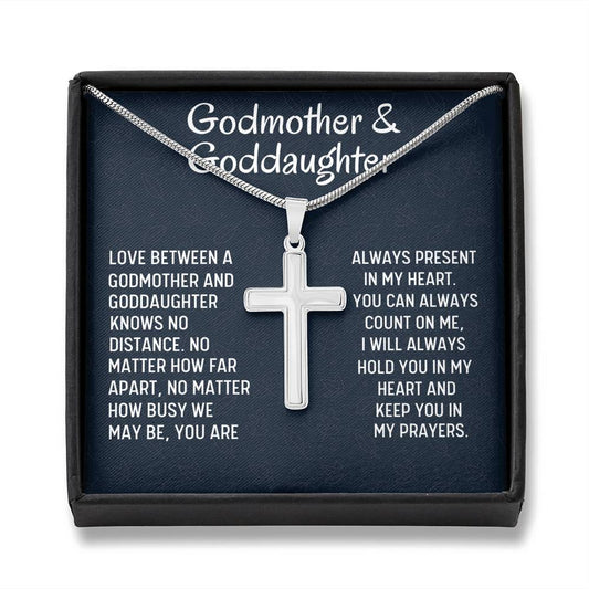 Godmother & Goddaughter Cross Gift Necklace, Gift for Baptism, Confirmation, Graduation Birthday