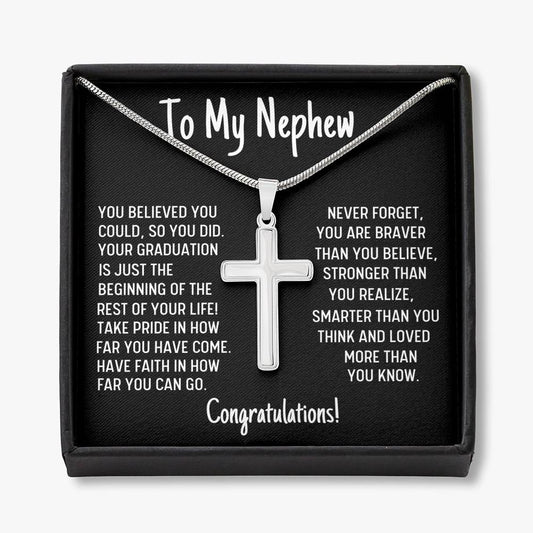 To My Nephew Graduate - Cross Necklace