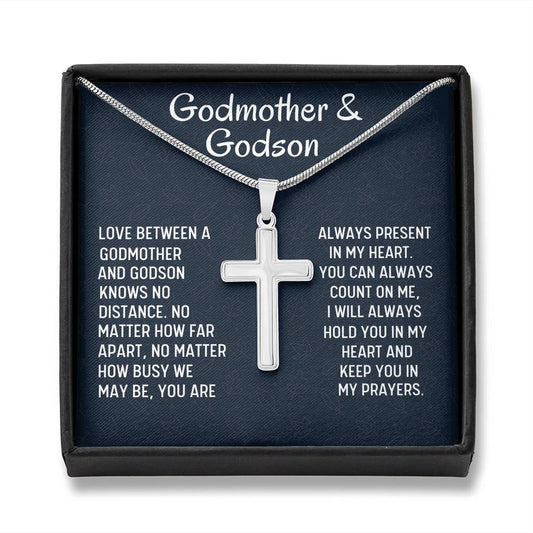 Godmother & Godson Cross Necklace Gift, Gift for Godmother Baptism, Confirmation, Graduation Birthday