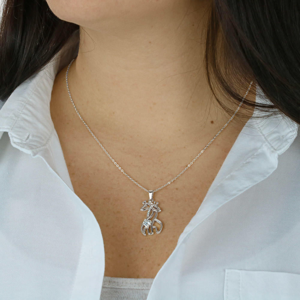 Mother & Daughter Giraffe Necklace Gift, Mom Birthday or Christmas Present from Daughter, Parent Appreciation Gift