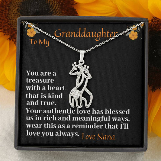 To My Granddaughter Giraffe Necklace, Birthday Gift, Graduation Gift