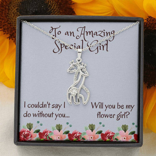 Flower Girl Giraffe Necklace Gift, Wedding Gift From The Bride Flower Girl