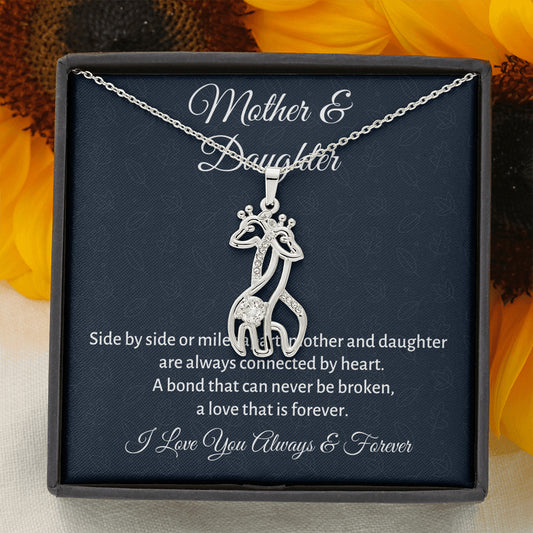 Mother & Daughter Giraffe Necklace Gift, Mom Birthday or Christmas Present from Daughter, Parent Appreciation Gift