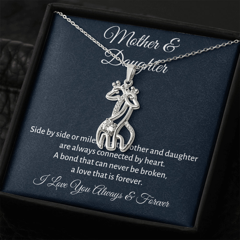 Mother & Daughter Giraffe Necklace Gift, Mom Birthday or Christmas Present from Daughter, Parent Appreciation Gift