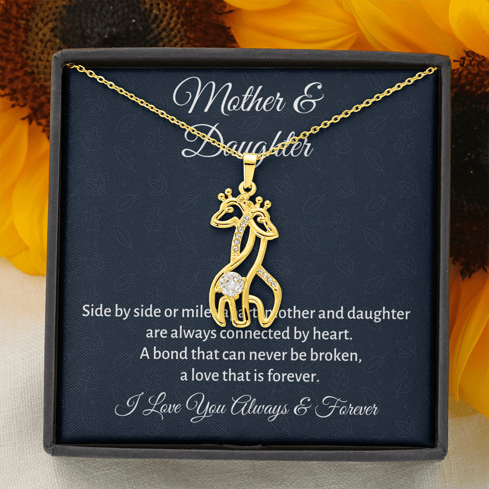 Mother & Daughter Giraffe Necklace Gift, Mom Birthday or Christmas Present from Daughter, Parent Appreciation Gift