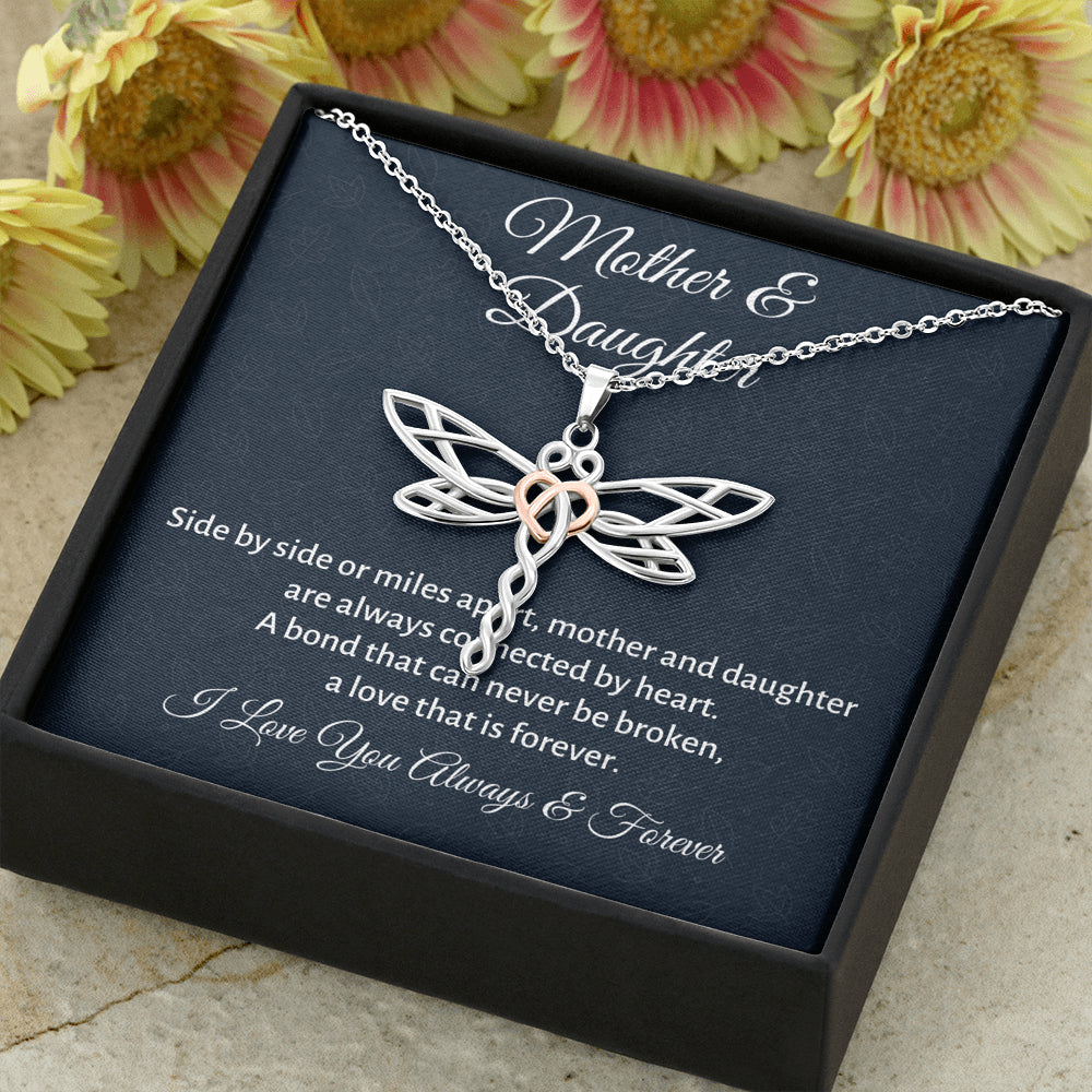 Mother & Daughter Dragonfly Necklace Gift, Mom Birthday or Christmas Present from Daughter, Parent Appreciation Gift