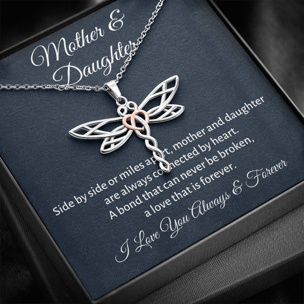 Mother & Daughter Dragonfly Necklace Gift, Mom Birthday or Christmas Present from Daughter, Parent Appreciation Gift